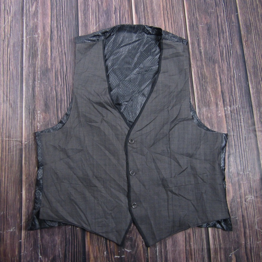 Suit Vest Mens 44 Gray Solid Polyester Viscose 3 Piece‎ Belted Formal Waistcoat